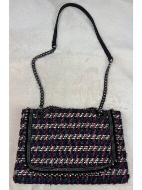 ZARA BASIC COLLECTION Woven Striped 10x7 Shoulder HandBag Chain Strap Purse